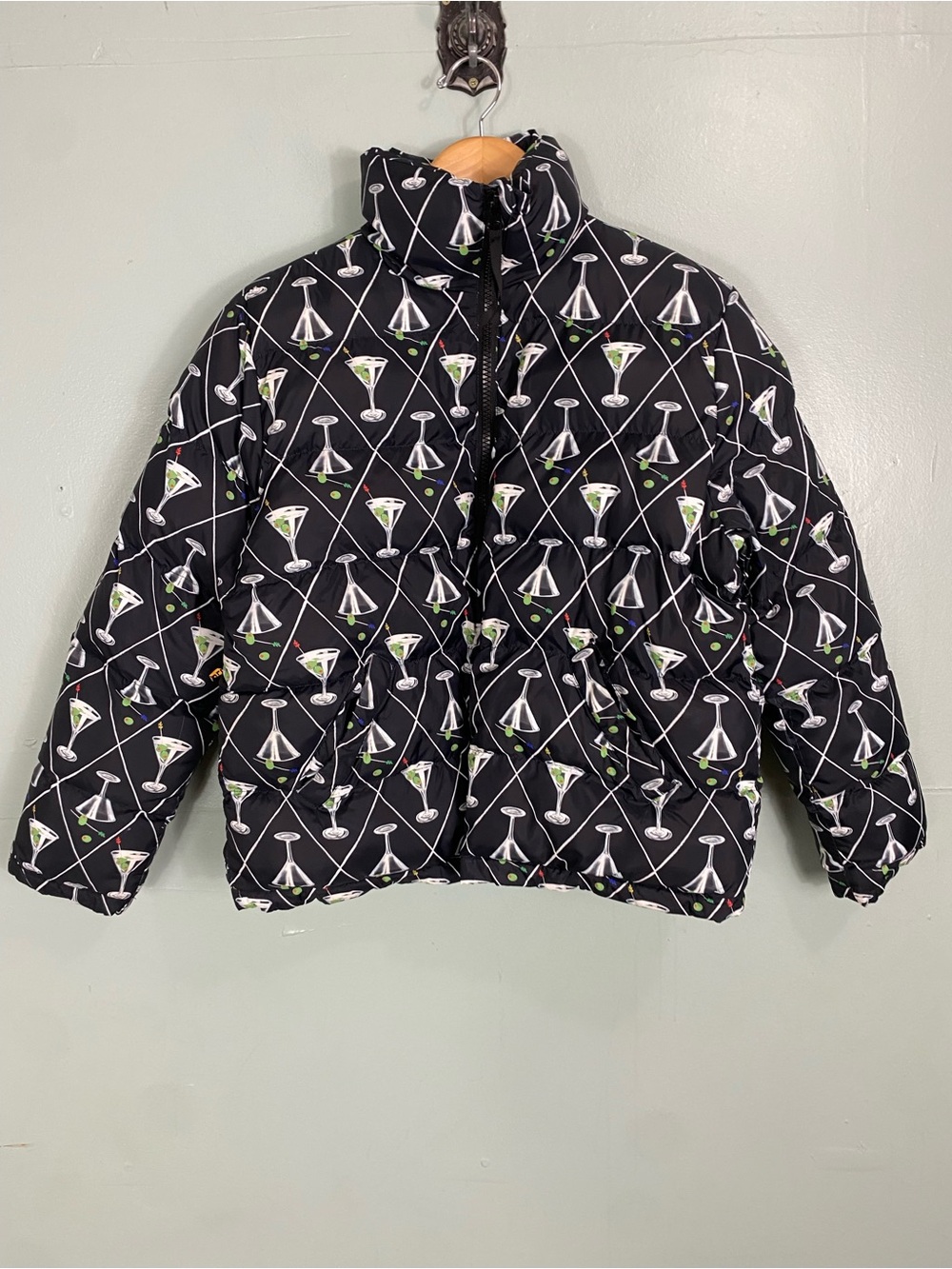Rachel Antonoff Mini Martini Print Puffer Jacket Small